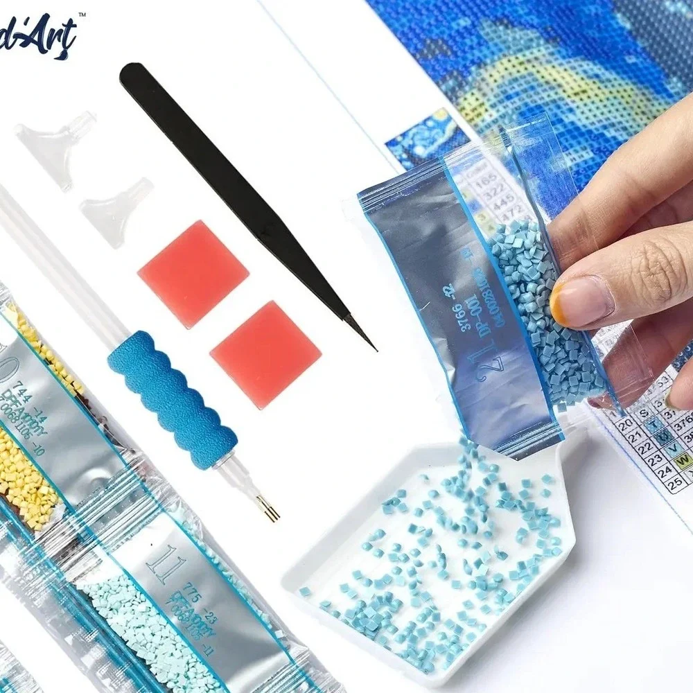 Figured'Art Diamond Painting Kit Sunset Lake Birds DIY Art‎ 16x20 NEW